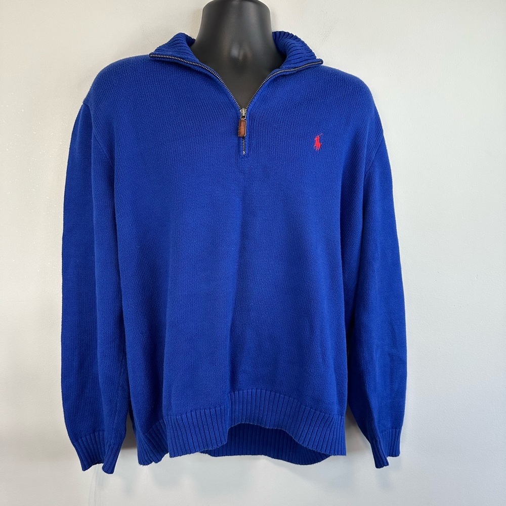 POLO BY RALPH LAUREN Blue 1/4 Zip Long Sleeve - L